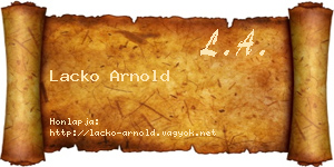 Lacko Arnold névjegykártya